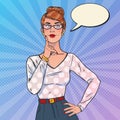 Pop art, young, beautiful woman in glasses thinking about something Royalty Free Stock Photo